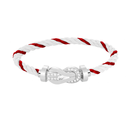 [AuraEcho]CHANCE LARGE 8 FIGURE BUCKLE HALF DIAMOND BRACELET SILVER