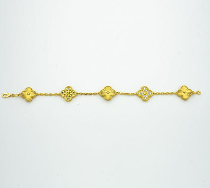 [AuraEcho]CLOVER BRACELET 5 MOTIFS GOLD DIAMOND
