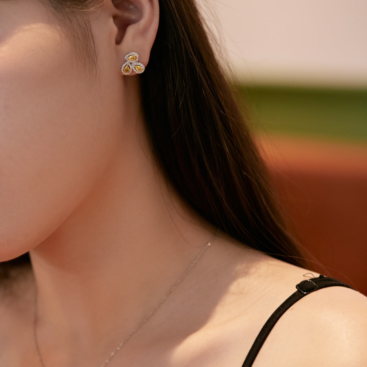 [AuraEcho]Ornate Flower Shape Pear Cut Lover Earrings