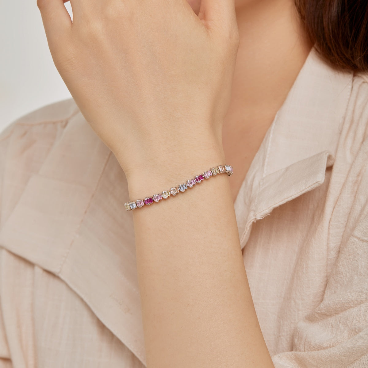 [AuraEcho]Delicate Colorful Emerald Cut Party Bracelet