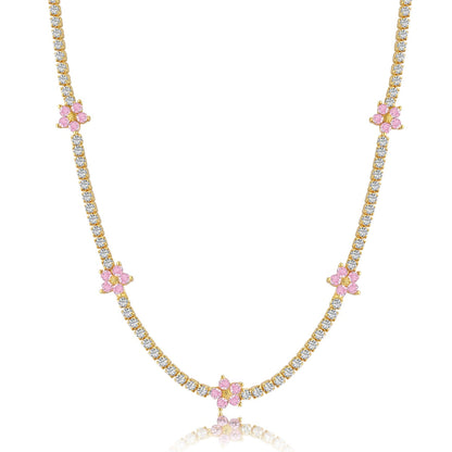 [AuraEcho]Luxurious Colorful Flower Tennis Necklace