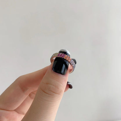 [AuraEcho]Unique Colorful Round Cut Tennis Ring