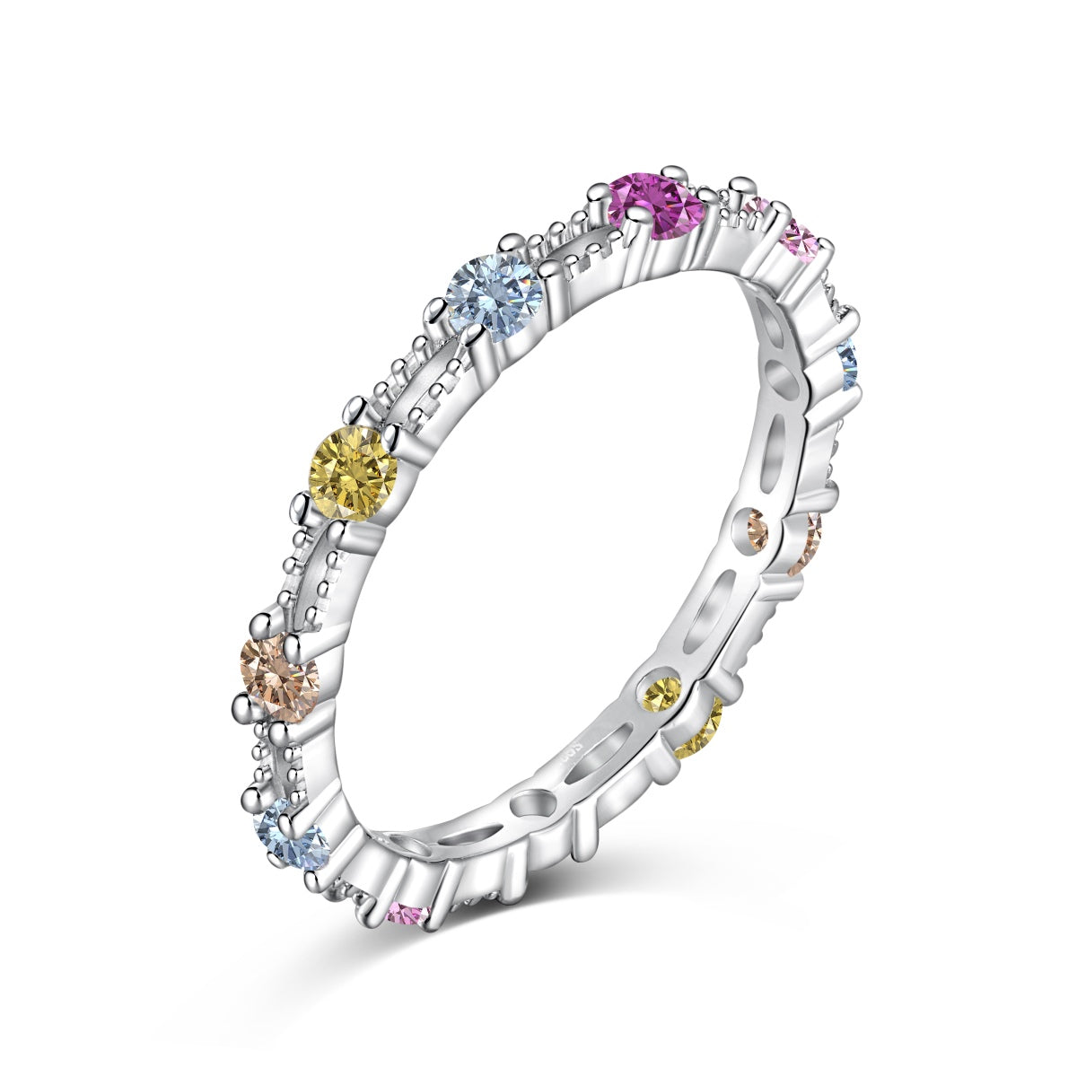 [AuraEcho]Sparkling Colorful Round Cut Tennis Ring