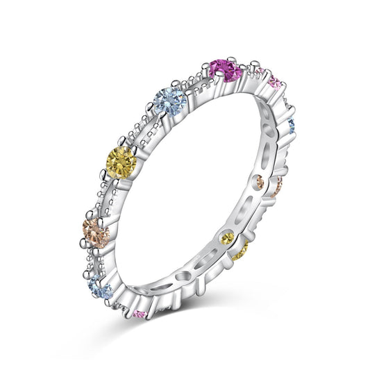 [AuraEcho]Sparkling Colorful Round Cut Tennis Ring