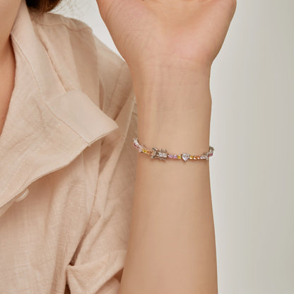 [AuraEcho]Romantic Heart Shape Round Cut Lover Bracelet