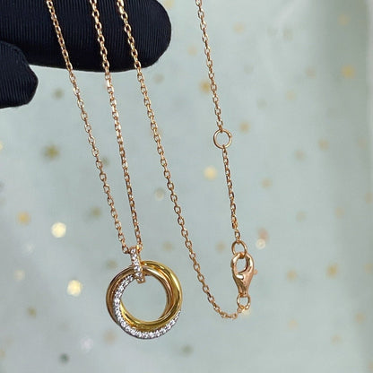[AuraEcho]TRINITY NECKLACE SILVER GOLD PINK GOLD DIAMONDS