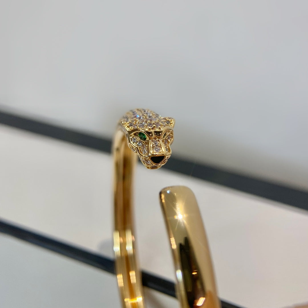 [AuraEcho]PANTHERE GOLD DIAMOND OPEN BRACELET