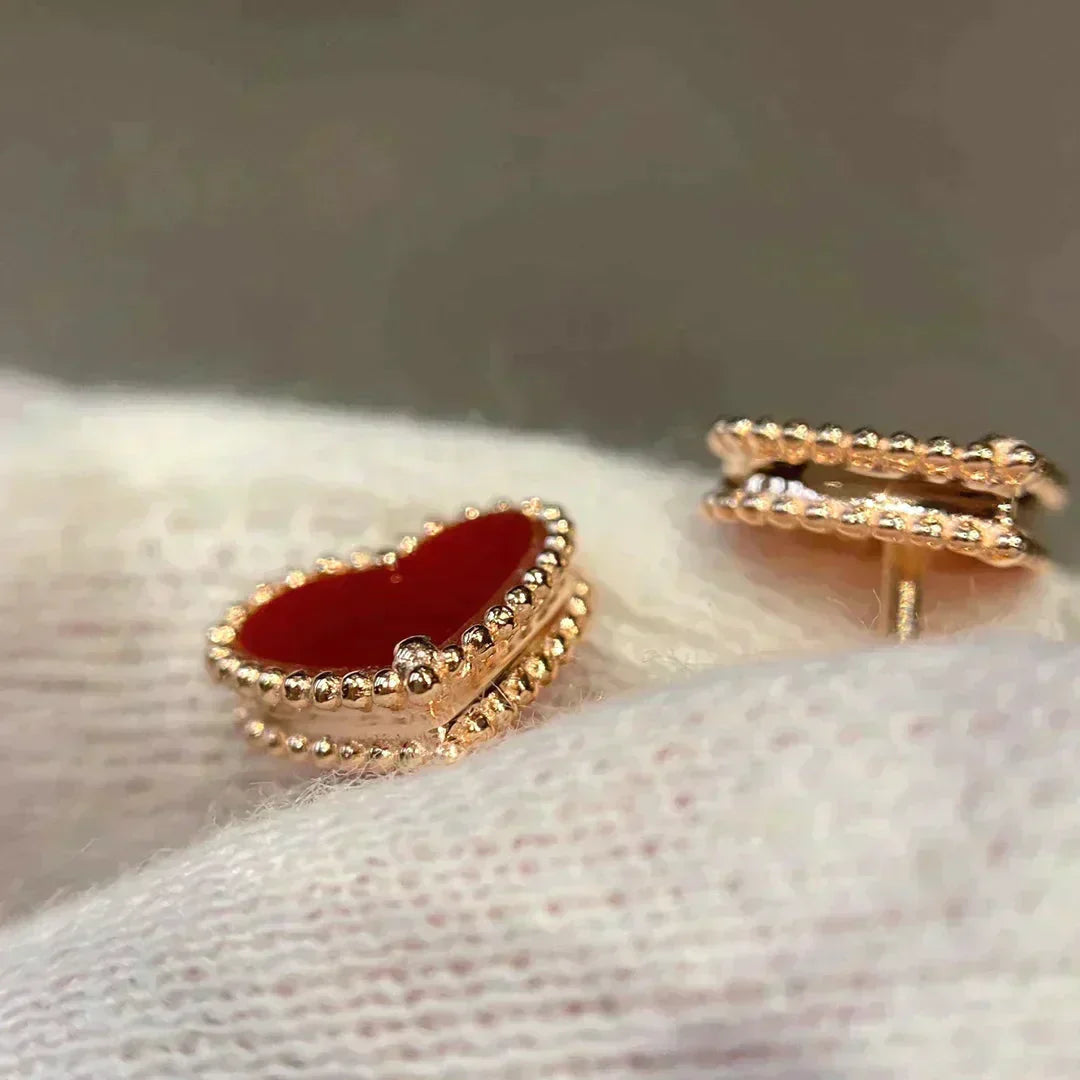 [AuraEcho]HEART CARNELIAN STUD EARRINGS