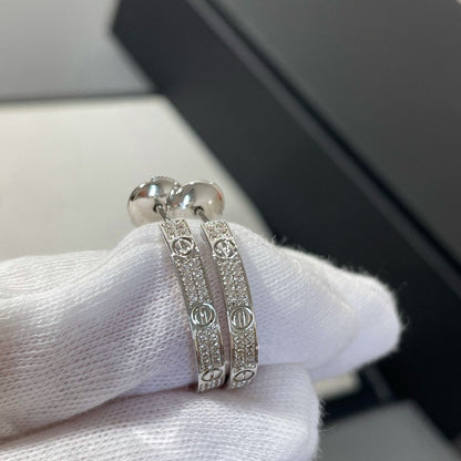 [AuraEcho]LOVE DIAMOND SILVER HOOP EARRINGS