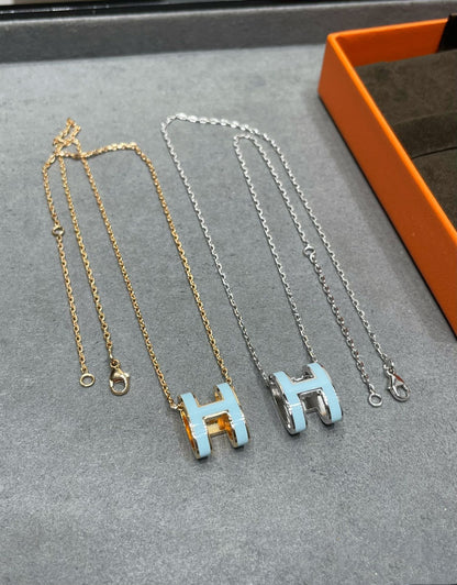 [AuraEcho]POP H SKY BLUE NECKLACE