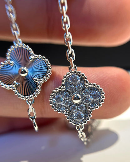 [AuraEcho]CLOVER 5 MOTIF SILVER DIAMOND BRACELET