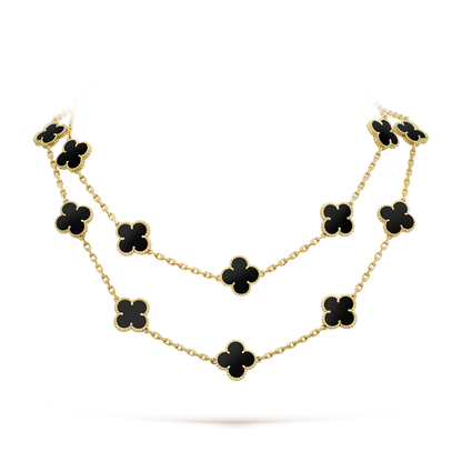 [AuraEcho]CLOVER 20 MOTIFS ONYX NECKLACE