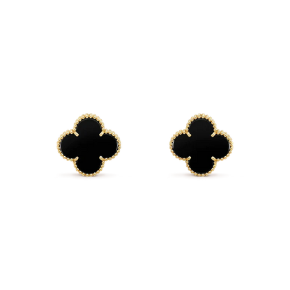 [AuraEcho]CLOVER MEDIUM 1 MOTIFS  ONYX STUD EARRINGS