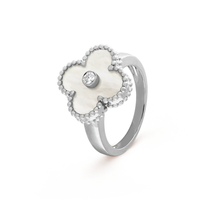 [AuraEcho]CLOVER SILVER MOP DIAMOND RING