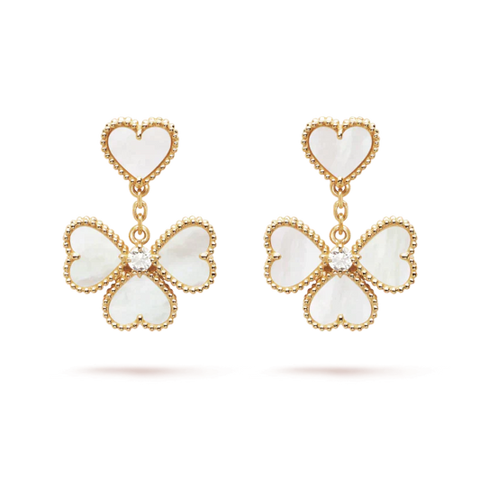 [AuraEcho]CLOVER SWEET WHITE MOP EARRINGS