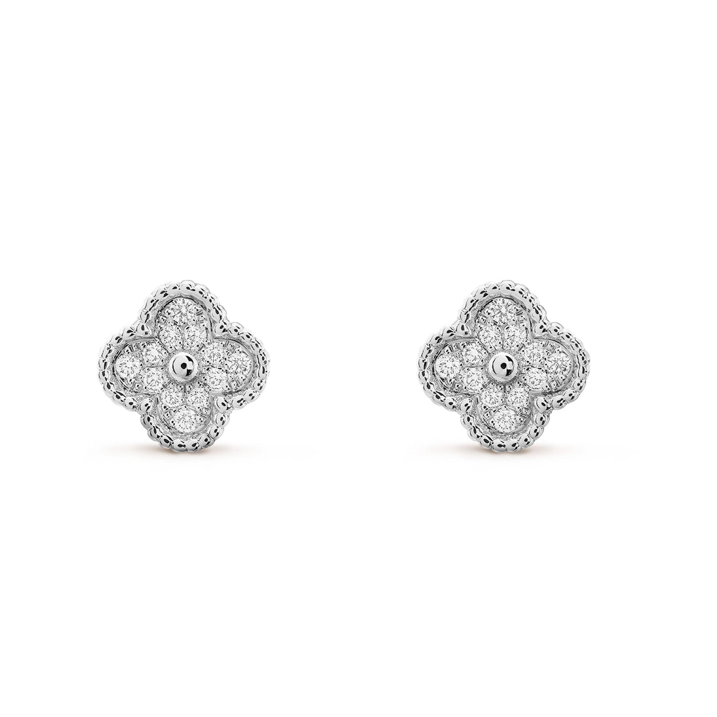 [AuraEcho]CLOVER MINI DIAMOND STUD EARRINGS
