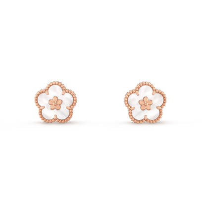 [AuraEcho]LUCKY PINK GOLD WHITE MOP EARRINGS