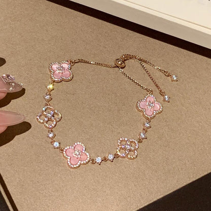 [AuraEcho]CLOVER 5 MOTIF PINK BLUE RED WHITE BRACELET