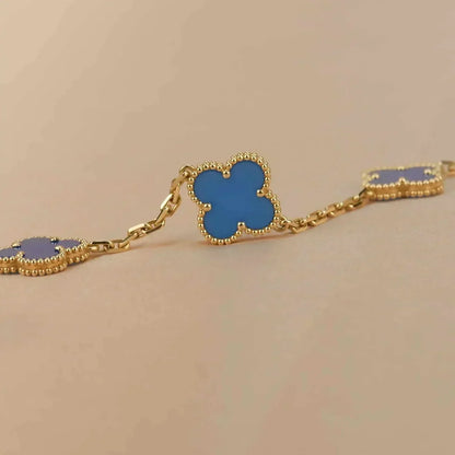 [AuraEcho]CLOVER 5 MOTIFS BLUE AGATE BRACELET