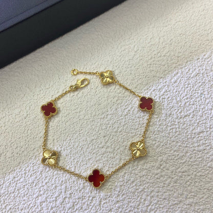 [AuraEcho]CLOVER 6 MOTIF RED AGATE LASER BRACELET