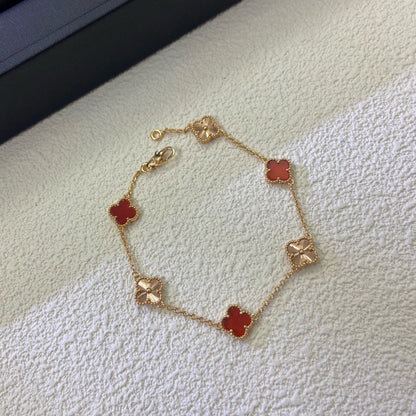 [AuraEcho]CLOVER 6 MOTIF RED AGATE LASER BRACELET