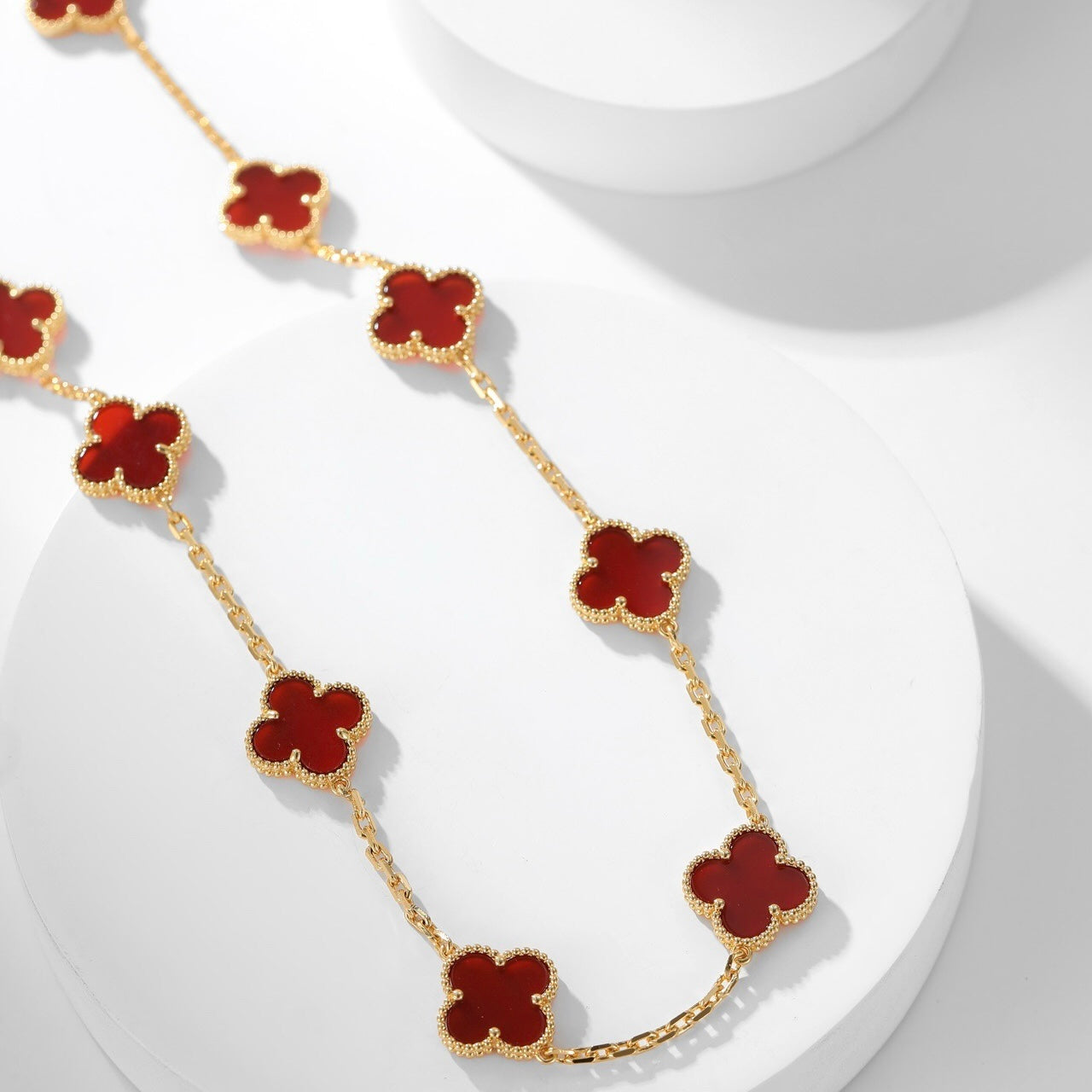 [AuraEcho]CLOVER 10 MOTIFS CARNELIAN NECKLACE