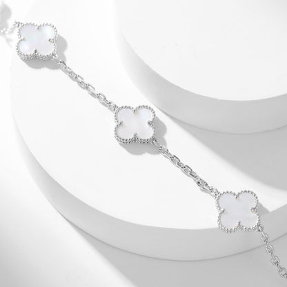 [AuraEcho]CLOVER 10 MOTIFS WHITE MOTHER OF PEARL NECKLACE