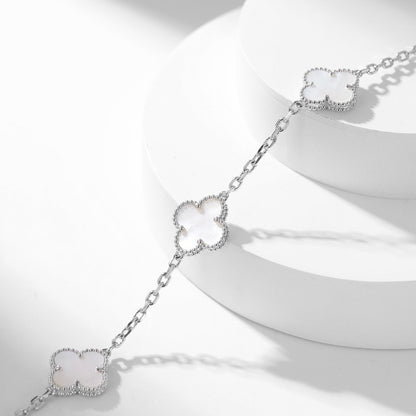 [AuraEcho]CLOVER 10 MOTIFS WHITE MOTHER OF PEARL NECKLACE