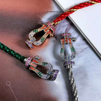 [AuraEcho]FORC LARGE HORSESHOE  COLORED DIAMOND BRACELET SILVER