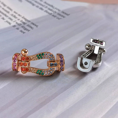 [AuraEcho]FORC LARGE HORSESHOE  COLORED DIAMOND BRACELET SILVER