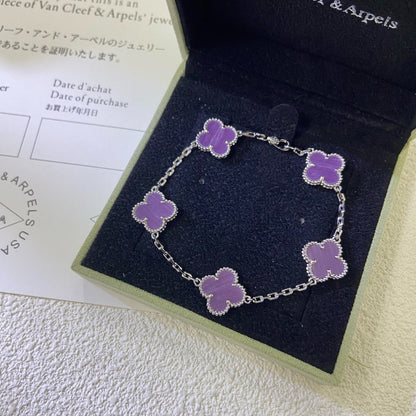 [AuraEcho]CLOVER  5 MOTIFS  PURPLE VIOLET BRACELET