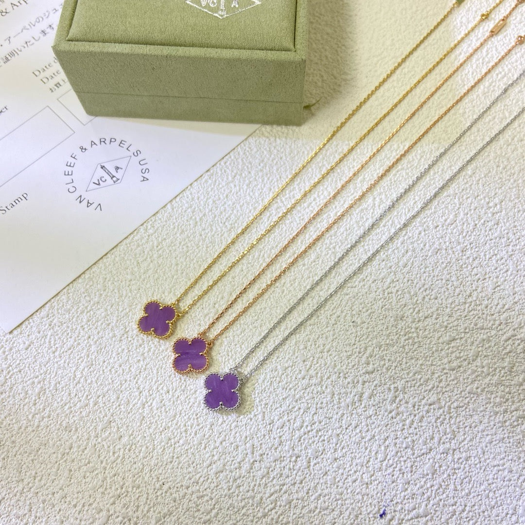 [AuraEcho]CLOVER 15MM  PURPLE VIOLET NECKLACE