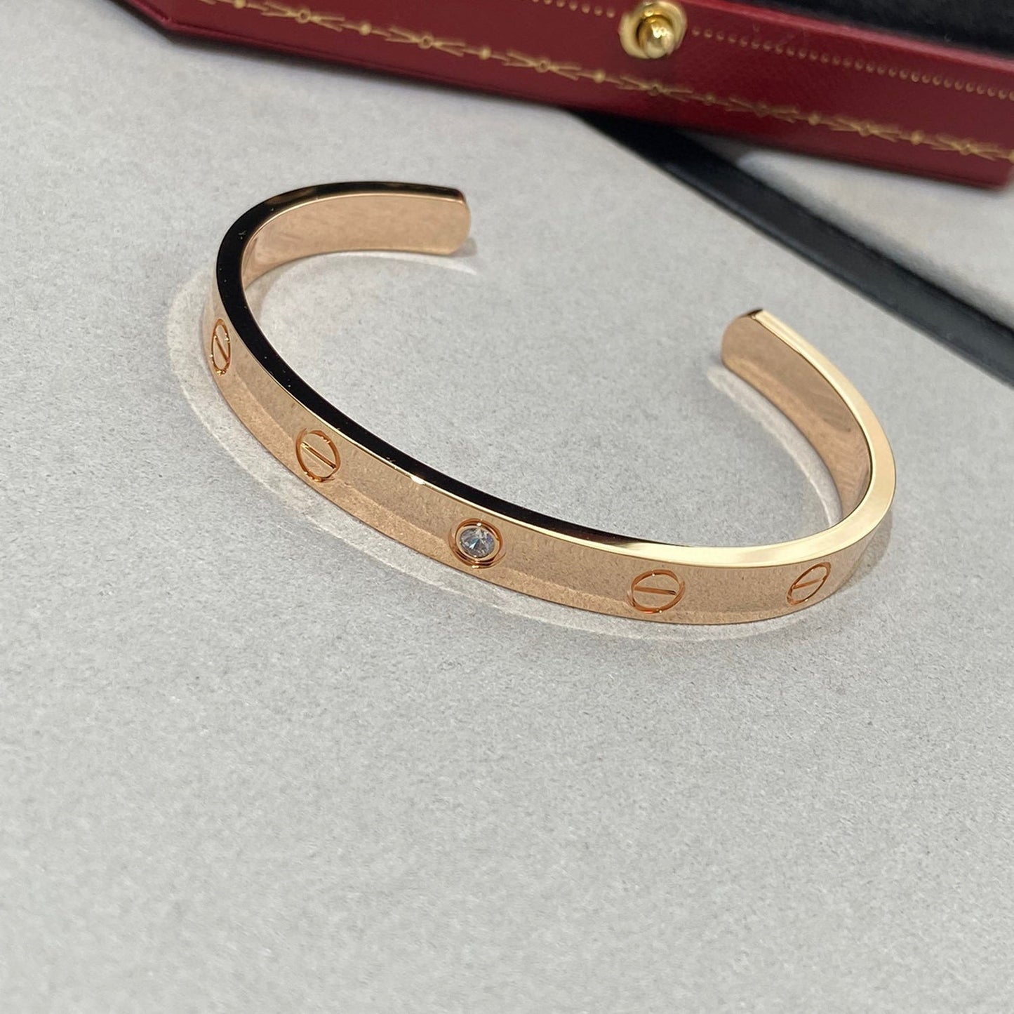 [AuraEcho]LOVE BRACELET 6.1MM 1 DIAMOND OPEN CUFF