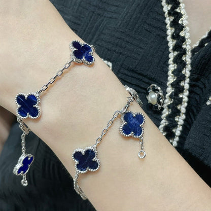 [AuraEcho]CLOVER 5 MOTIF PIETERSITE SILVER BRACELET