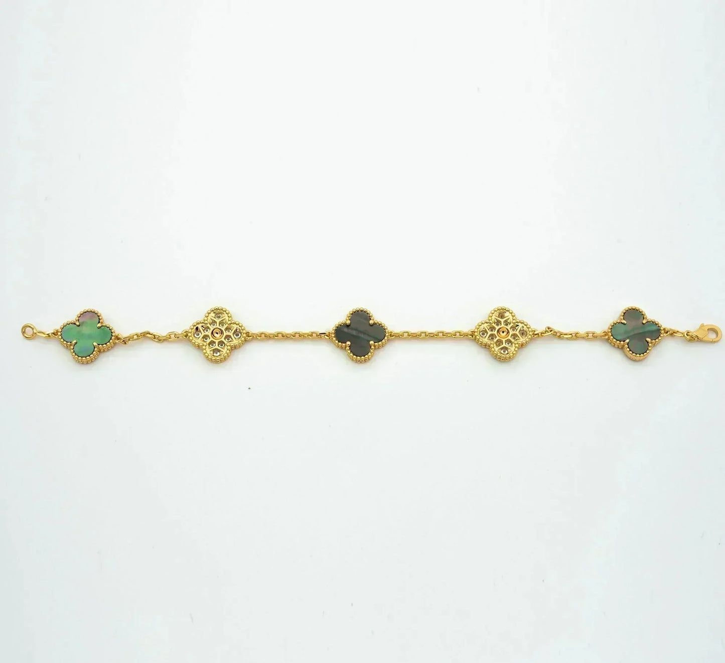 [AuraEcho]CLOVER 5 MOTIF GRAY MOP DIAMOND BRACELET