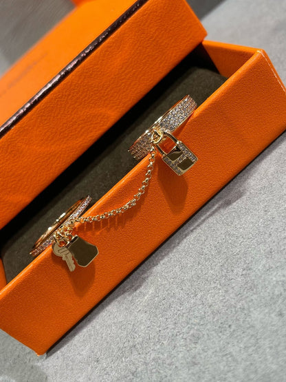 [AuraEcho]HM KELLY CLOCHETTE DOUBLE RING IN  WITH DIAMONDS