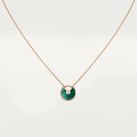 [AuraEcho]AMULETTE ROSE GOLD MALACHITE NECKLACE