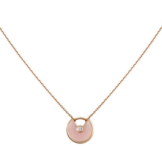 [AuraEcho]AMULETTE ROSE GOLD PINK MOP NECKLACE