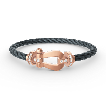 [AuraEcho]FORCE LARGE HORSESHOE HALF DIAMOND BRACELET ROSE GOLD