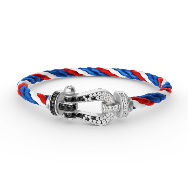 [AuraEcho]FORCE LARGE HORSESHOE BLACK WHITE DIAMOND BRACELET SILVER