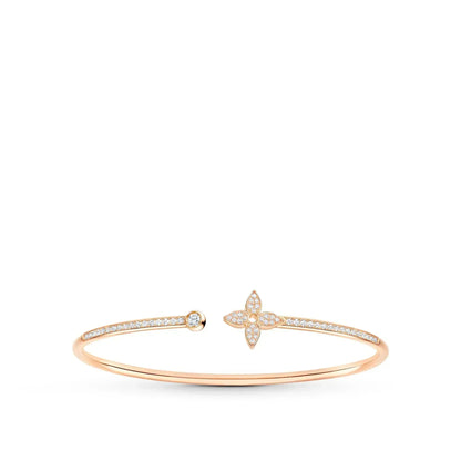 [AuraEcho]IDYLLE PINK GOLD OPEN BRACELET DIAMOND PAVED