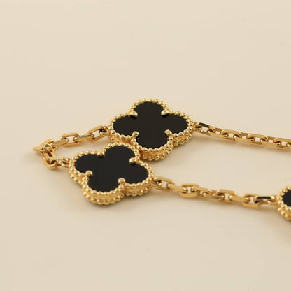 [AuraEcho]CLOVER  5 MOTIFS BLACK ONYX BRACELET