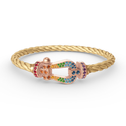 [AuraEcho]FORCE LARGE HORSESHOE  COLORED DIAMOND BRACELET ROSE GOLD